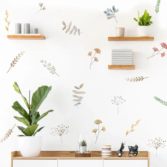 Watercolour Floral Plants Wall Decal | Home Decor removable peel and stick wall decal by HomeDecorDecals.