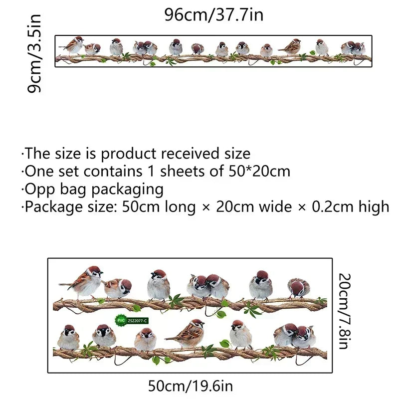 Additional view of Row of Birds Standing on a Vine Wall Decal | Home Decor by HomeDecorDecals.