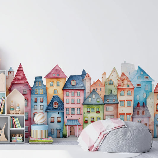 Cartoon House Pattern PVC Wall Decal | Kids Room Decor removable peel and stick wall decal by HomeDecorDecals.