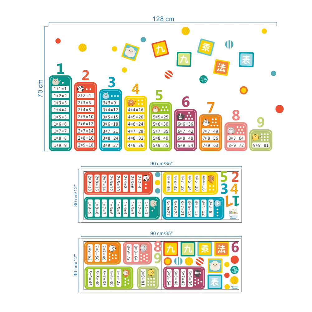 Cartoon Math Table Wall Decal | Kids Room Decor home decor design by HomeDecorDecals.