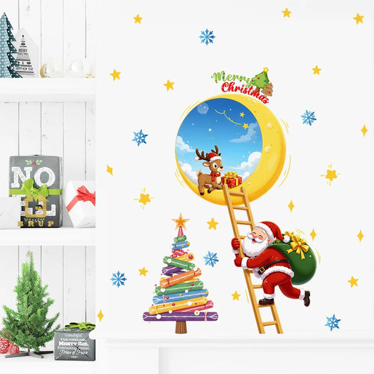 Cartoon Santa Moon Wall Decal | Kids Room Decor removable peel and stick wall decal by HomeDecorDecals.