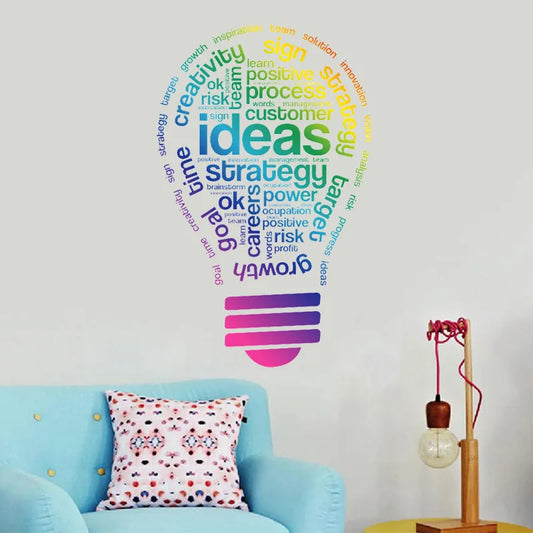 Creative Ideas Light Bulb Wall Decal | Home Decor removable peel and stick wall decal by HomeDecorDecals.