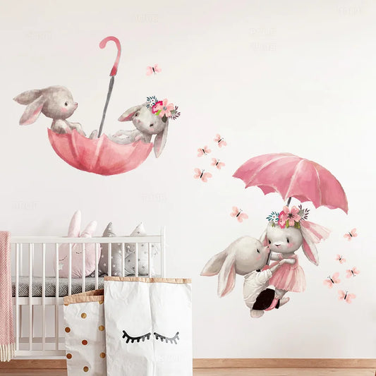 Grey Bunny Ballet Rabbit Wall Decal | Kids Room Decor removable peel and stick wall decal by HomeDecorDecals.