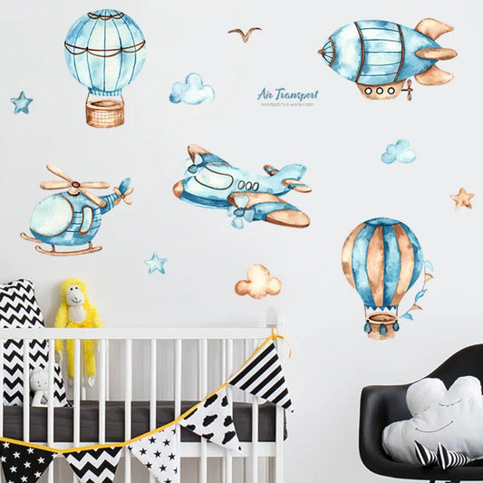 Cartoon Hot Air Balloon Wall Decal | Kids Room Decor removable peel and stick wall decal by HomeDecorDecals.