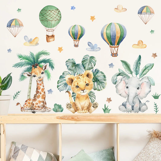 Jungle Animals Watercolour Wall Decal | Kids Room Decor removable peel and stick wall decal by HomeDecorDecals.