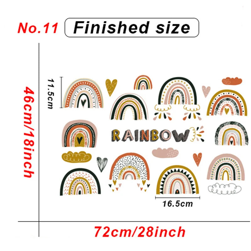 Measurement chart with cartoon rainbows | Kids Room Decor design details by HomeDecorDecals.