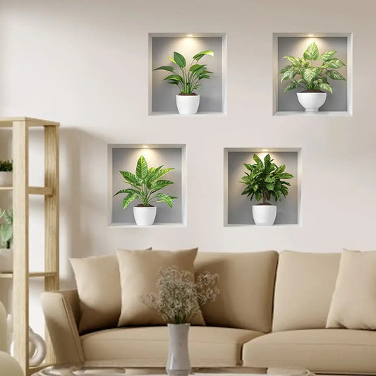 Modern Green Potted Plant Wall Sticker | Home Decor removable peel and stick wall decal by HomeDecorDecals.
