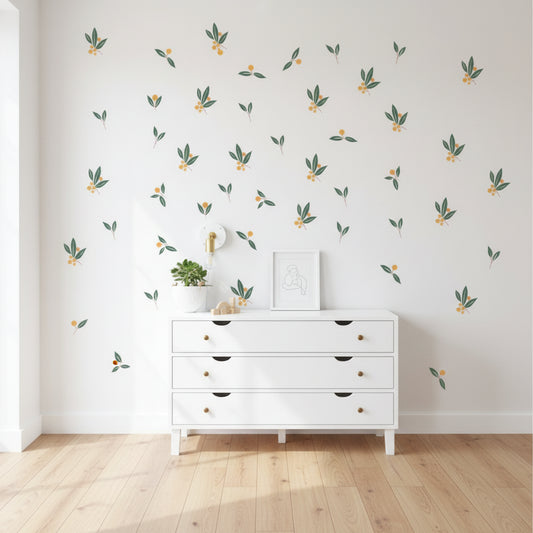 Nordic Green Leaves Wall Decal | Home Decor removable peel and stick wall decal by HomeDecorDecals.