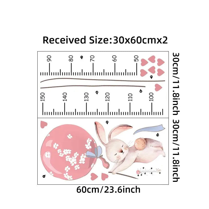 Pink Rabbit Balloon Height Measurement Wall Decal | Kids Room Decor home decor design by HomeDecorDecals.