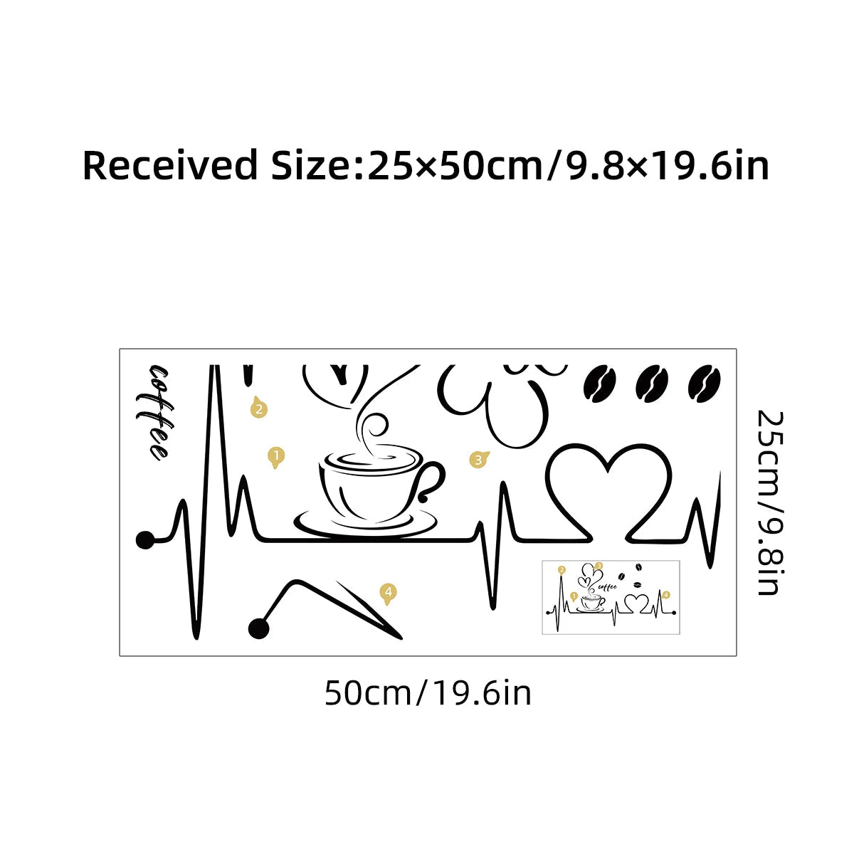 Additional view of Heartbeat Coffee Pattern Wall Decal | Home Decor by HomeDecorDecals.