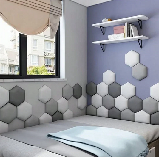Anticollision Hexagonal Headboard Panel | Room Decor removable peel and stick wall decal by HomeDecorDecals.