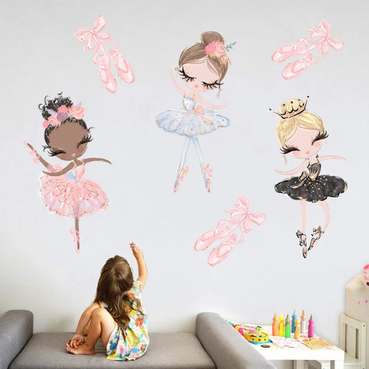 Kawaii Ballet Dance Girl Wall Decal | Kids Room Decor removable peel and stick wall decal by HomeDecorDecals.