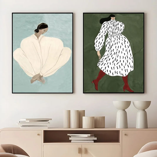 Line Art Girl Vintage Poster Decal | Home Decor wall art print by HomeDecorDecals.