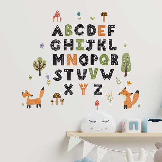 Cartoon Alphabet Wall Decal | Kids Learning Room Decor removable peel and stick wall decal by HomeDecorDecals.