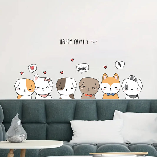 Cartoon Puppy Greeting Pattern Wall Decal | Home Decor removable peel and stick wall decal by HomeDecorDecals.