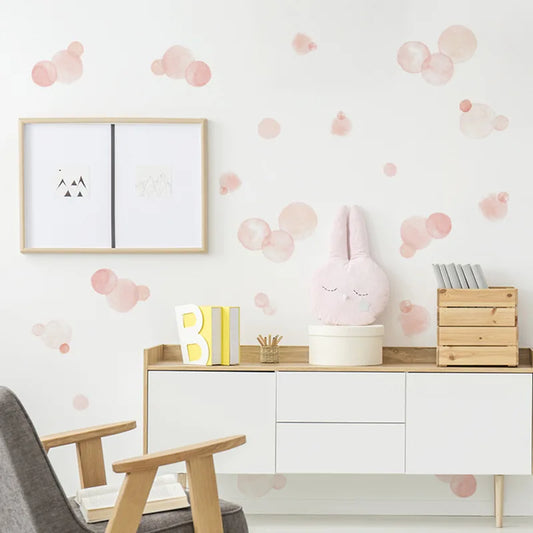 Pink Polka Dot Wall Decal | Home Decor removable peel and stick wall decal by HomeDecorDecals.