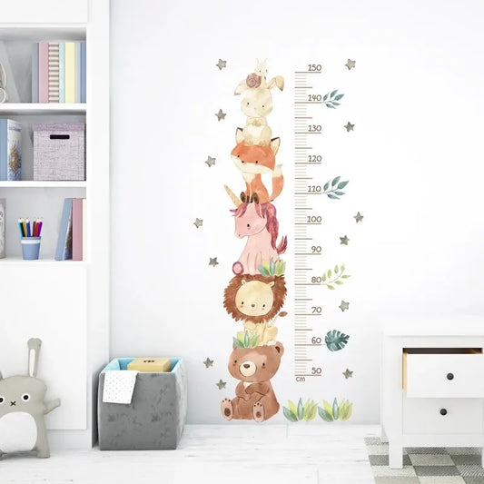 Cute Animals Height Measurement Wall Decal | Kids Room Decor removable peel and stick wall decal by HomeDecorDecals.