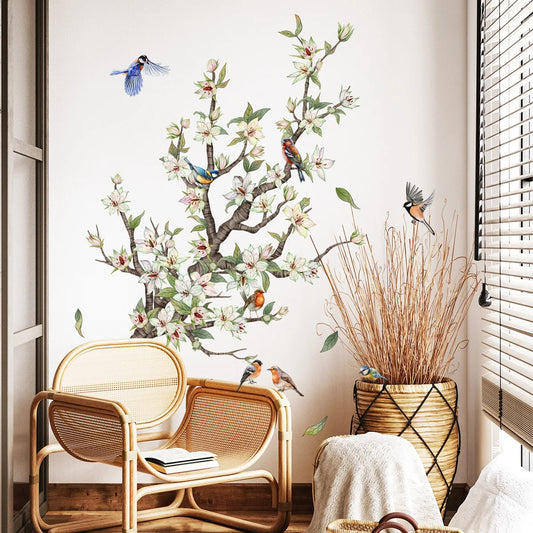 Tree Branch Bird and Butterfly Wall Decal | Home Decor removable peel and stick wall decal by HomeDecorDecals.