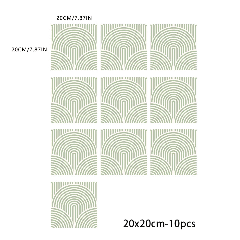 Additional view of Lake Green Retro Waterproof Tile Decal | Home Decor by HomeDecorDecals.