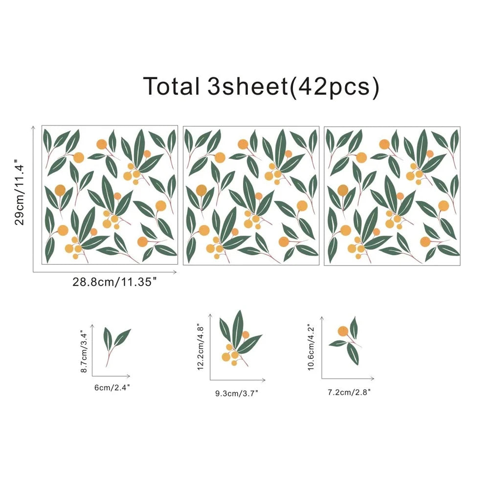 Nordic Green Leaves Wall Decal | Home Decor home decor design by HomeDecorDecals.