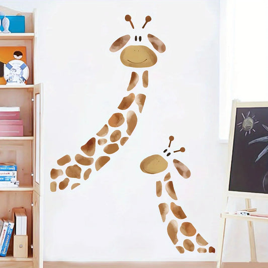 Cartoon Two Giraffes Wall Decal | Kids Room Decor removable peel and stick wall decal by HomeDecorDecals.