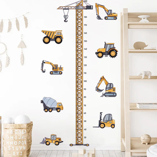 Construction Vehicle Tower Crane Height Chart Wall Decal | Kids Room Decor growth chart wall decal by HomeDecorDecals.
