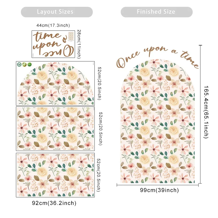 Boho Flowers Arch Wallpaper Nursery Decal Children's Room Baby Sticker Kids Bedroom Living Vinyl Home Decoration Peel and Stick-HomeDecorDecals_com