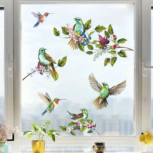 Watercolour Bird Tree Branches and Leaves Wall Decal | Home Decor removable peel and stick wall decal by HomeDecorDecals.