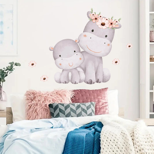 Baby Hippopotamus Wall Decal | Kids Room Decor removable peel and stick wall decal by HomeDecorDecals.