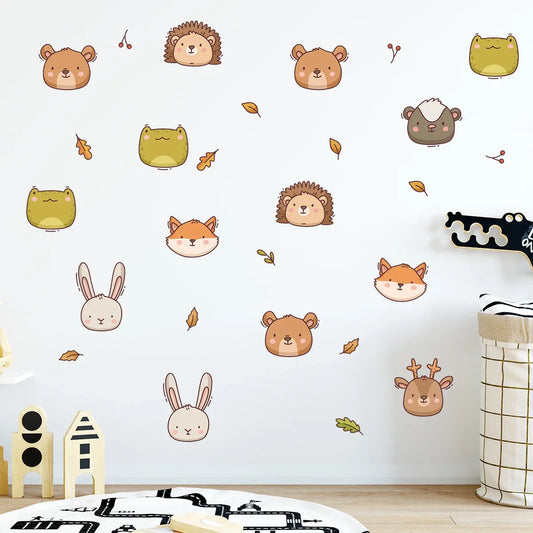 Cartoon Animal Avatar Wall Decal | Kids Room Decor removable peel and stick wall decal by HomeDecorDecals.