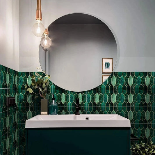 Green Gilding Tile PVC Modern Wall Decal | Home Decor removable peel and stick wall decal by HomeDecorDecals.