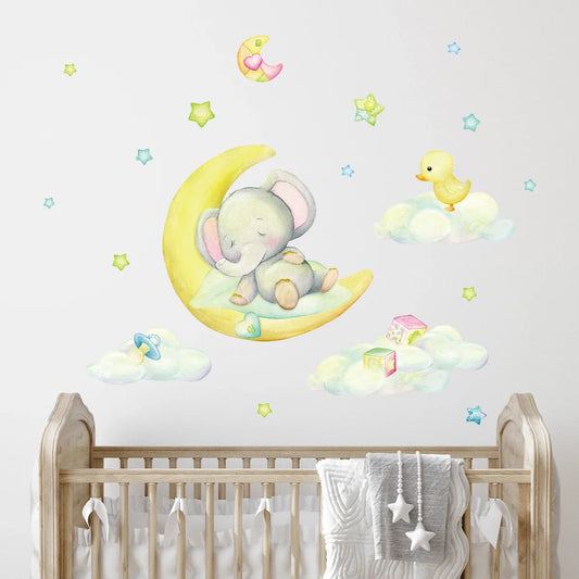 Cartoon Elephant Play Wall Decal | Kids Room Decor removable peel and stick wall decal by HomeDecorDecals.
