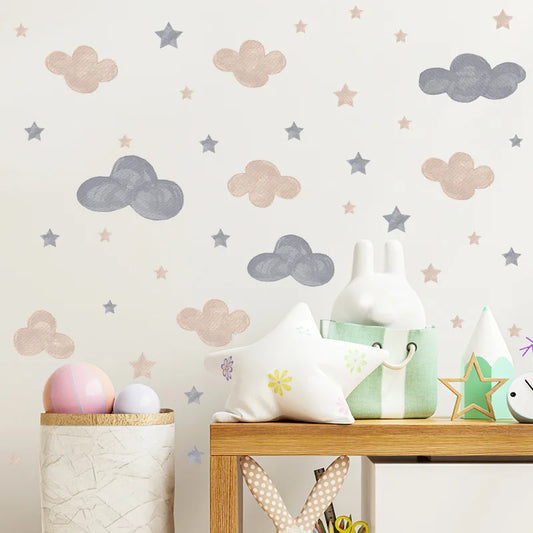 Cloud and Stars Wall Decal | Kids Room Decor removable peel and stick wall decal by HomeDecorDecals.