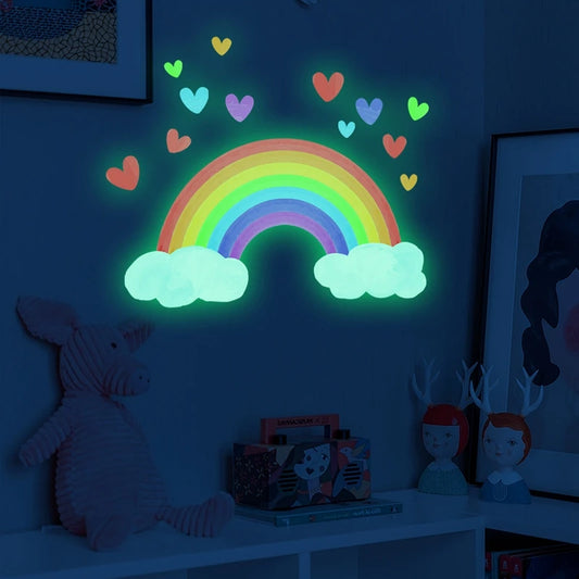 Cartoon Rainbow Luminous Wall Decal | Kids Room Decor removable peel and stick wall decal by HomeDecorDecals.
