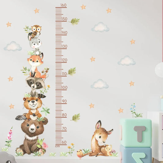 Creative Animal Height Measurement Wall Decal | Kids Room Decor removable peel and stick wall decal by HomeDecorDecals.