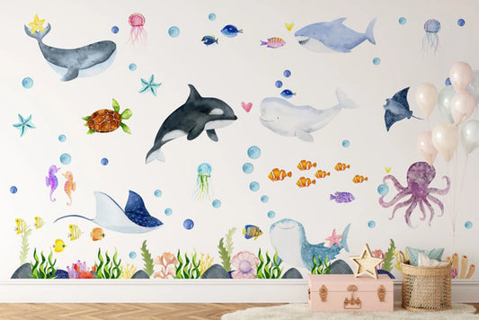 Undersea Animals Wall Decal | Kids Room Decor removable peel and stick wall decal by HomeDecorDecals.