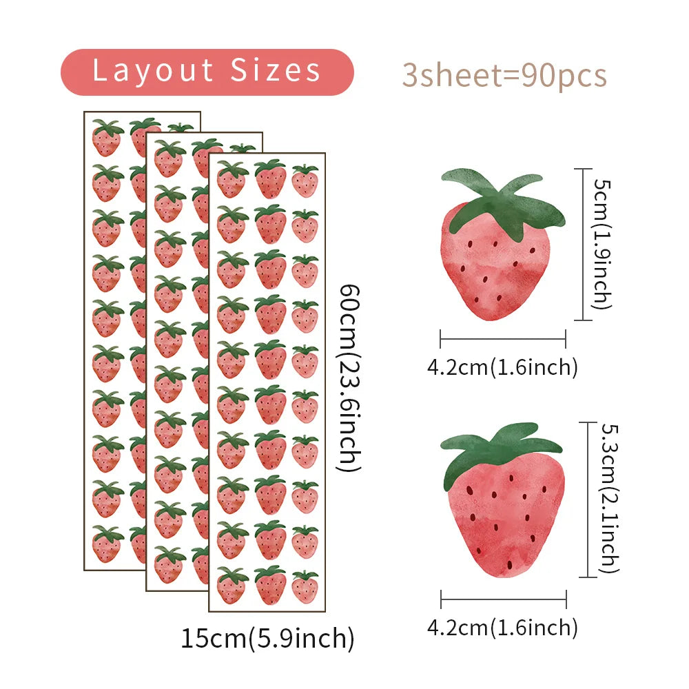 Pink Strawberry Self-Adhesive Vinyl Wall Stickers for Kids Boys Bedroom Home Room Decorations Child Bedroom Wall Art-HomeDecorDecals_com
