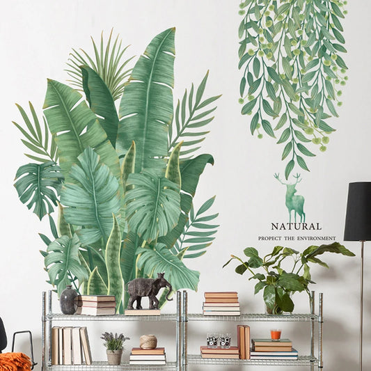 Green Leaves Tropical Wall Decal | Home Decor removable peel and stick wall decal by HomeDecorDecals.