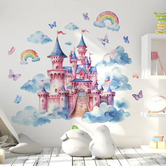 Cartoon Dream Castle Wall Decal | Kids Room Decor removable peel and stick wall decal by HomeDecorDecals.