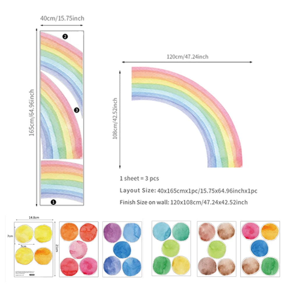 Large Watercolor Rainbow Wall Stickers For Kids Rooms Giant Child Wall Rainbow Stickers Pastel Boho Rainbow Wall Sticker-HomeDecorDecals_com