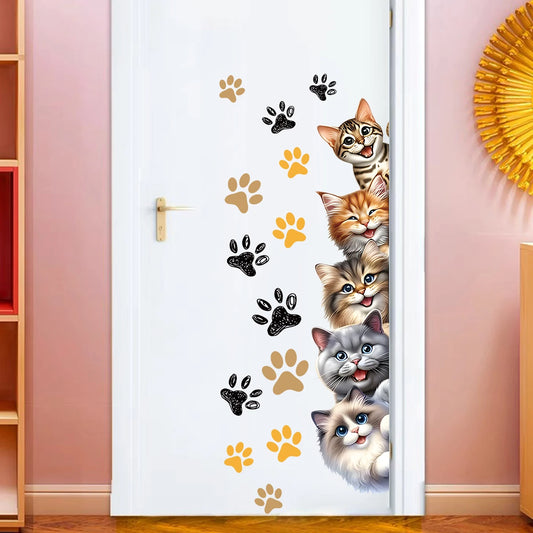 Watercolour Cute Cats Wall Decal | Kids Room Decor removable peel and stick wall decal by HomeDecorDecals.