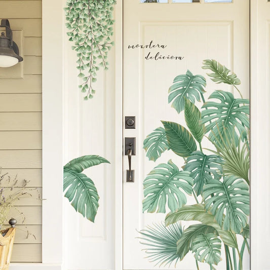 Tropical Monstera Leaf Plants Wall Decal | Home Decor removable peel and stick wall decal by HomeDecorDecals.