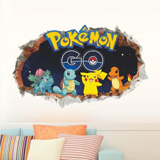 Cartoon Pikachu Wall Decal | Kids Room Decor removable peel and stick wall decal by HomeDecorDecals.