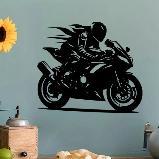 Motorcycle Rider Silhouette Wall Decal | Room Decor removable peel and stick wall decal by HomeDecorDecals.