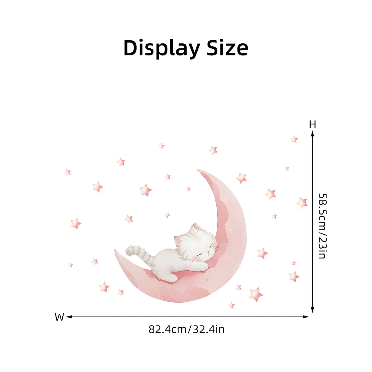 Additional view of Pink Moon Cat Sleep Wall Decal | Home Decor by HomeDecorDecals.