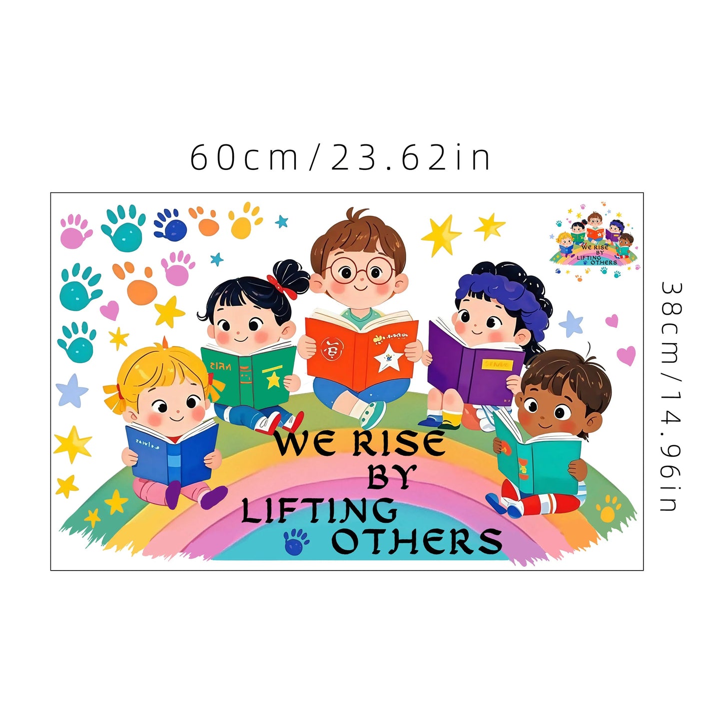 Rainbow Motif 'We Rise by Lifting Others' Wall Decal Self-Adhesive Bedroom Room Decor Welcome Sticker One Piece-HomeDecorDecals_com