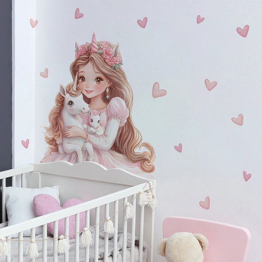 Magical Unicorn and Girl Wall Decal | Kids Room Decor removable peel and stick wall decal by HomeDecorDecals.