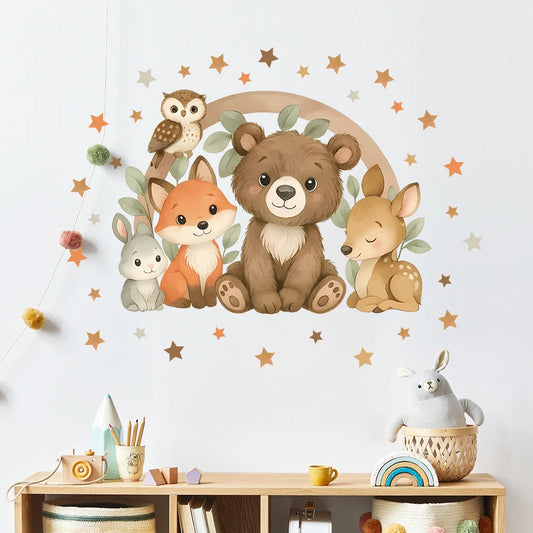 Cartoon Forest Animal Wall Decal | Kids Room Decor removable peel and stick wall decal by HomeDecorDecals.