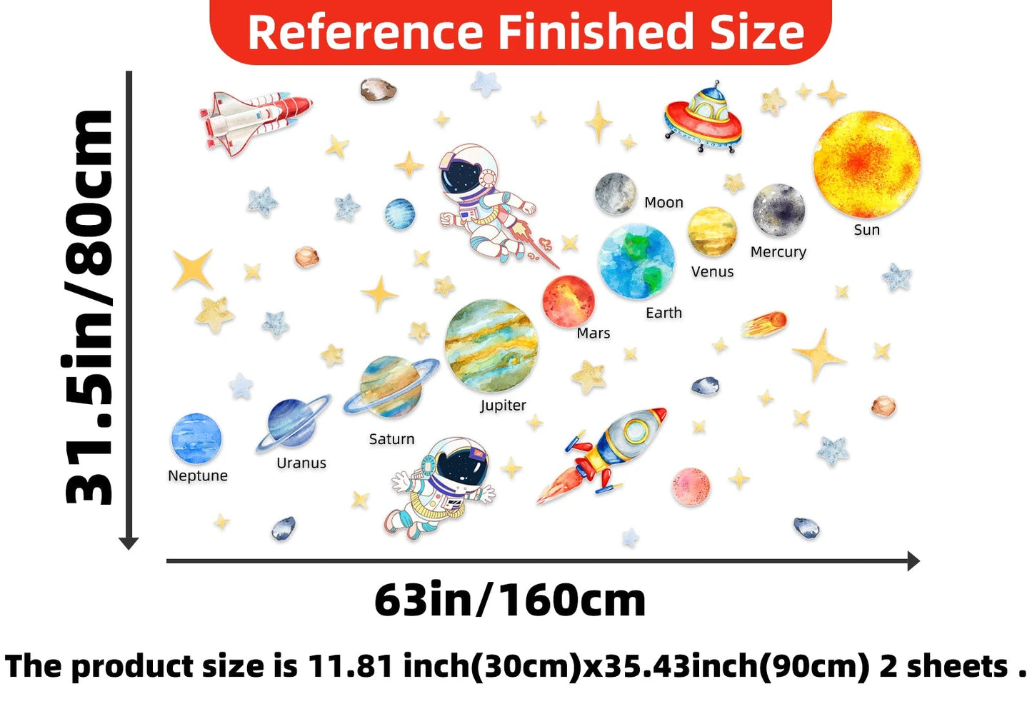 Solar System Astronaut Kids Wall Stickers-HomeDecorDecals_com