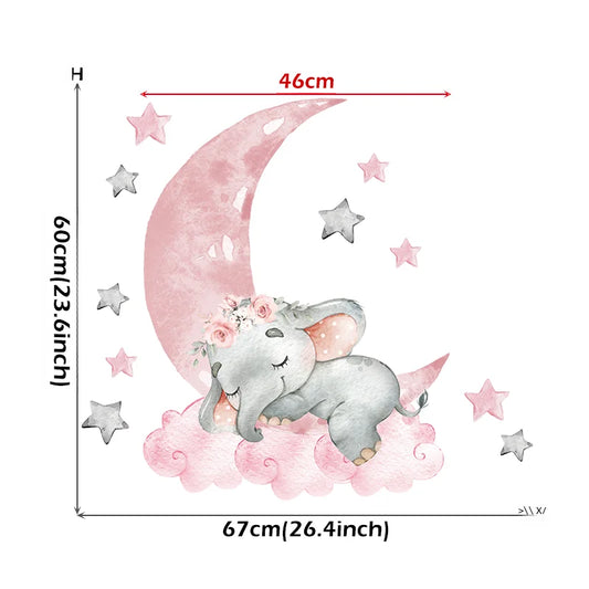 Cartoon Animals Pink Theme Wall Decal | Kids Room Decor removable peel and stick wall decal by HomeDecorDecals.